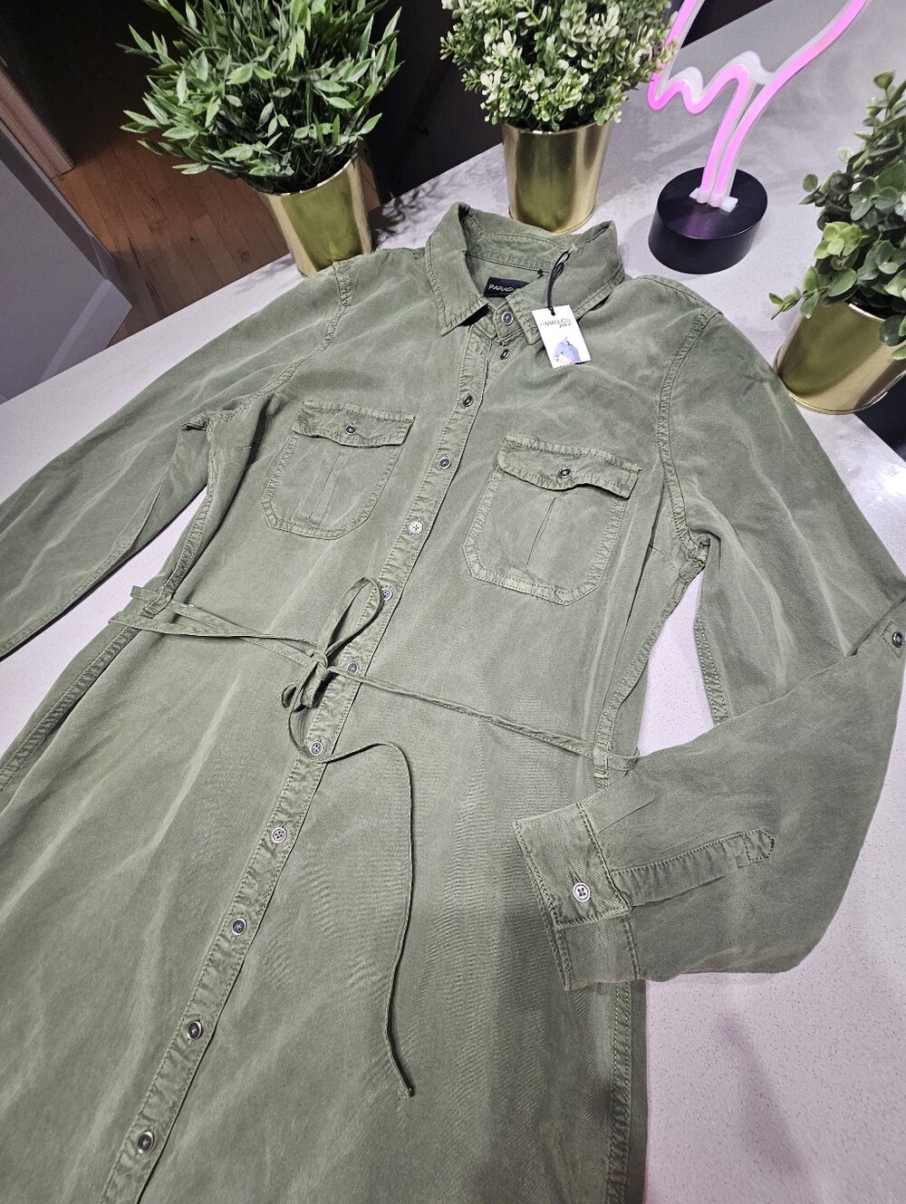 NWT PARASUCO Sublime Robe Redingote Kaki - Picture 3 of 8